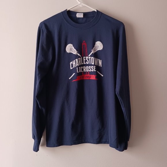 T Shirt Long Sleeve Sports Charlestown MA Lacrosse Adult Size Small Cotton Blend - Picture 2 of 4